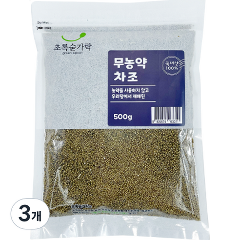 초록숟가락 무농약 차조, 500g, 3개