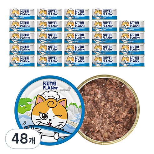 뉴트리플랜 고양이 간식캔, 참치 + 삼치 혼합맛, 90g, 48개