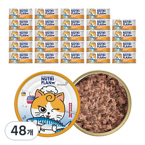 뉴트리플랜 고양이 간식캔, 참치 + 고등어 혼합맛, 90g, 48개