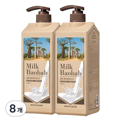 밀크바오밥 샴푸 화이트머스크향, 1L, 8개