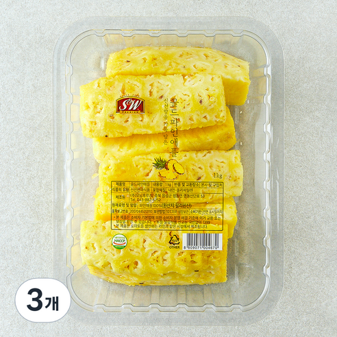 에스앤더블유 골드 파인애플, 1kg, 3개