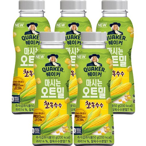 퀘이커 마시는 오트밀 찰옥수수, 50g, 5개