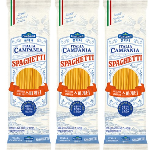 폰타나 이탈리아 캄파니아 스파게티, 500g, 3개