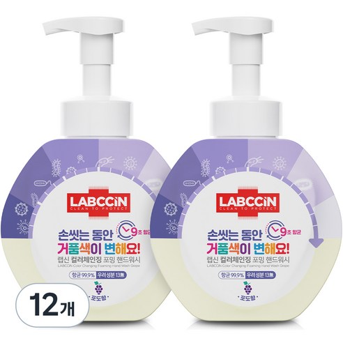 랩신 컬러체인징 포밍 핸드워시 포도향, 500ml, 12개