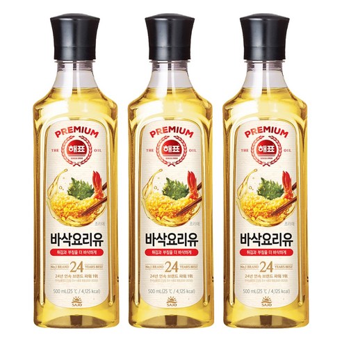 해표 바삭 요리유, 3개, 500ml