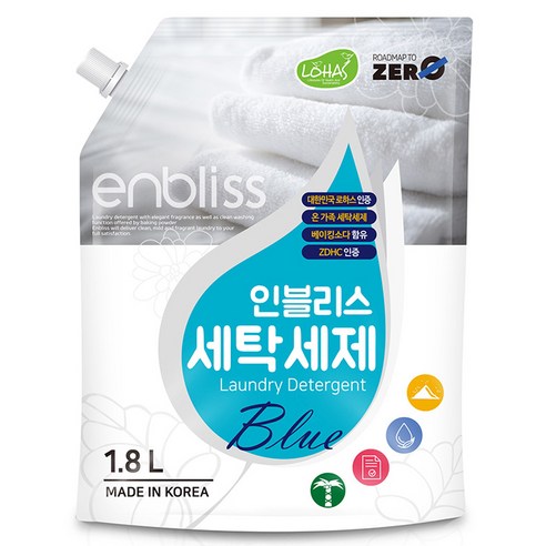 인블리스 블루 세탁세제 꽃향 리필, 1.8L, 1개