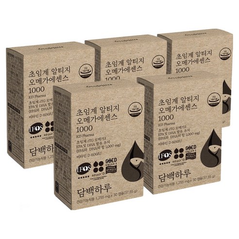 담백하루 초임계 알티지 오메가3 에센스 1000, 30정, 5개