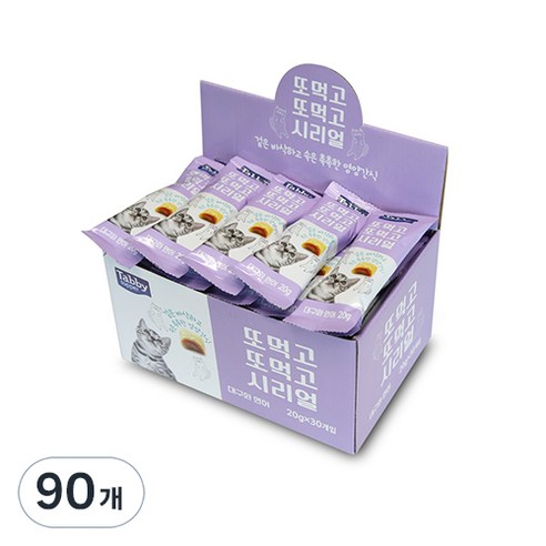 테비토퍼 고양이 또먹고또먹고 시리얼 스낵, 혼합맛(대구/연어), 20g, 90개