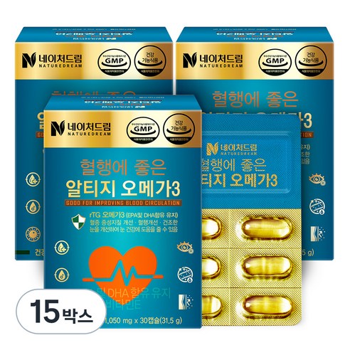 네이처드림 혈행에 좋은 알티지 오메가3, 30정, 31.5g, 15박스