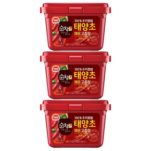 순창궁 우리햅쌀 태양초 매운고추장, 500g, 3개