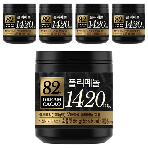 롯데웰푸드 드림카카오 초콜릿 82%, 86g, 5개