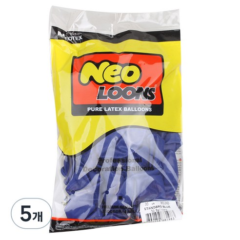 네오룬스 30cm 라운드풍선 50p, 스탠다드 블루, 5개