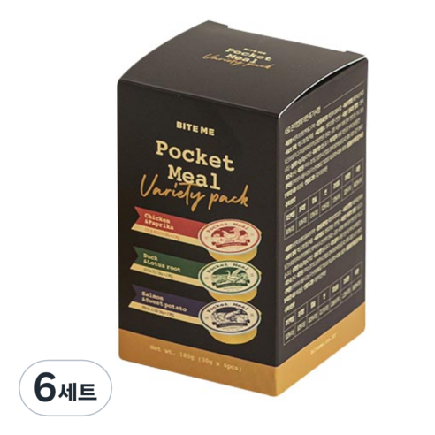 바잇미 강아지 포켓밀 버라이어티팩, 닭고기/오리고기/연어, 6세트