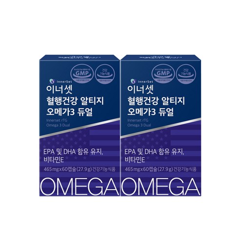 이너셋 혈행건강 알티지 오메가 3 듀얼 60p, 2개, 27.9g