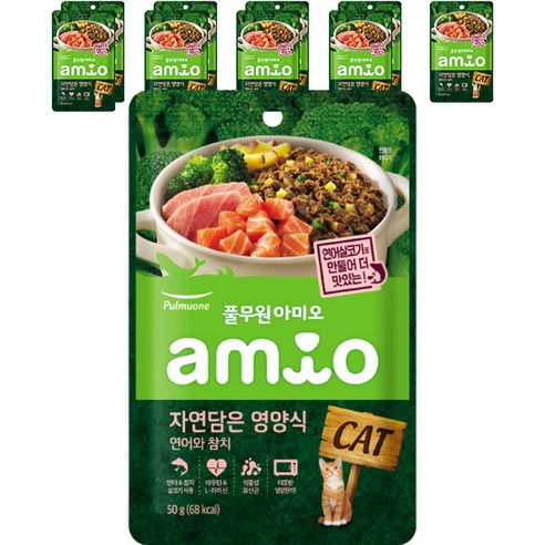 풀무원아미오 고양이 자연담은 영양식 연어와 참치, 50g, 10개, 연어