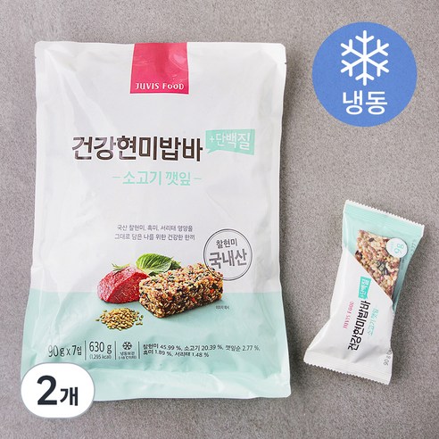 쥬비스 건강 현미밥바 단백질 소고기 깻잎 7개입 (냉동), 630g, 2개