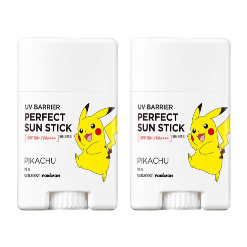 벨먼 포켓몬 UV 선스틱 피카츄 SPF50+ PA++++, 19g, 2개