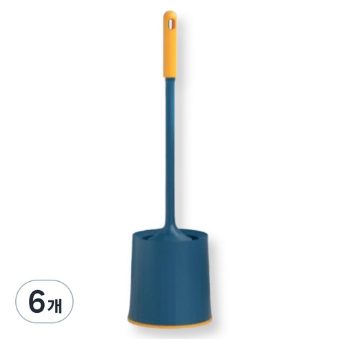 디블릭 스탠드형 변기솔 원형 욕실 화장실 청소솔, 네이비옐로우, 6개