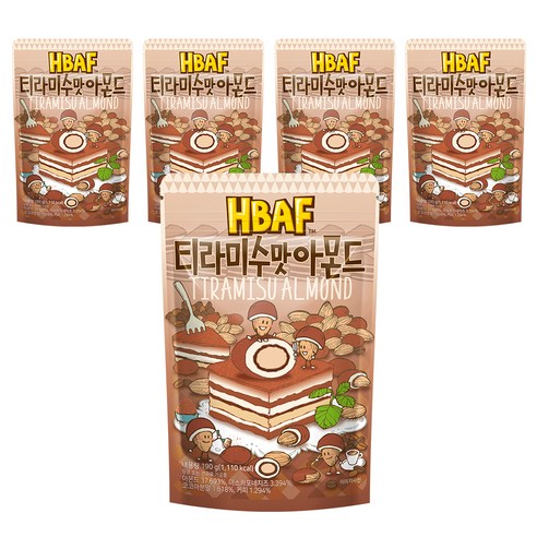 HBAF 티라미수맛 아몬드, 190g, 5개