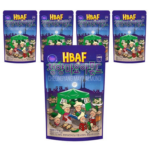 HBAF 청양마요 아몬드, 210g, 5개