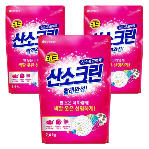 테크 산소크린 분말 표백제, 2.4kg, 3개