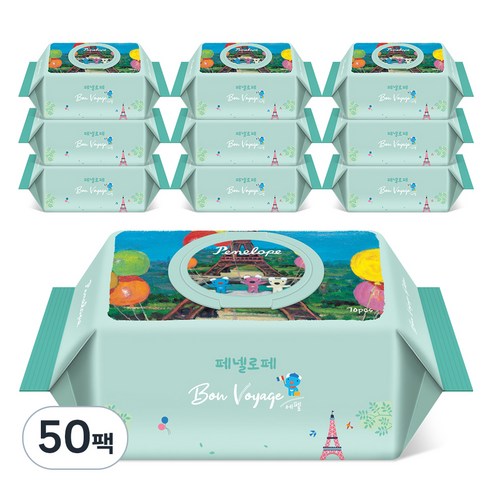 페넬로페 본보야지 에펠 아기물티슈 캡형, 70매입, 50세트