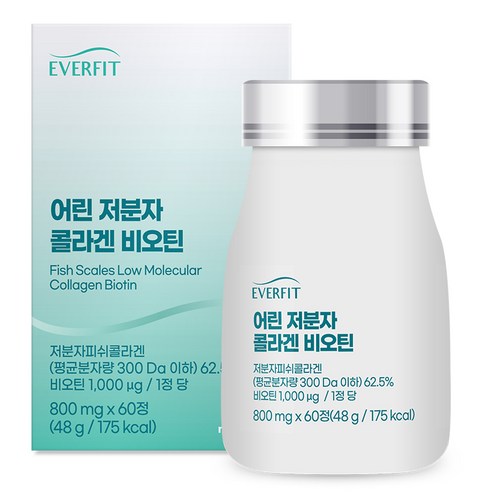 콜라겐  내츄럴플러스 에버핏 300달톤 어린 저분자 콜라겐 비오틴 48g, 1개, 60정