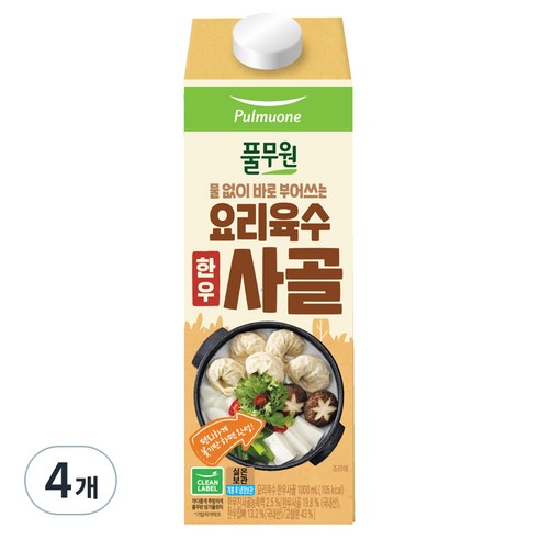 풀무원 요리육수 사골, 1L, 4개