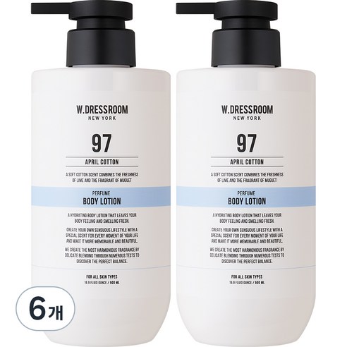 더블유드레스룸 퍼퓸 바디로션 97 에이프릴코튼향, 500ml, 6개