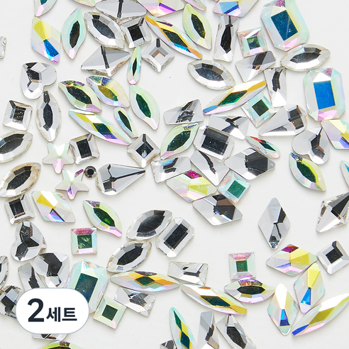 메이브라운 도형믹스 대용량 네일스톤, 2세트, AB + 크리스탈
