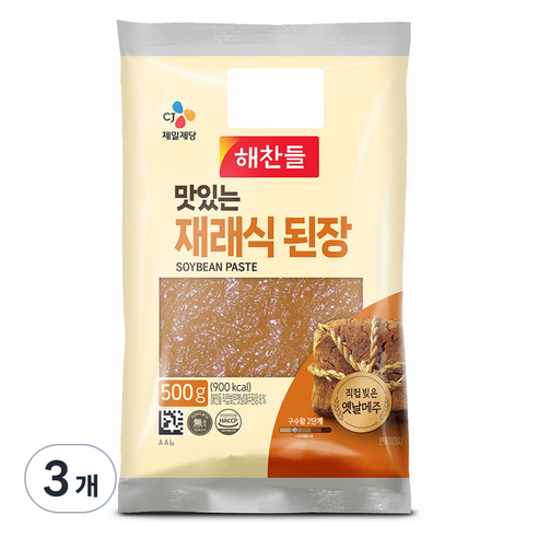 재래식 된장, 3개, 500g