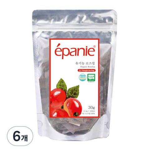 에빠니 유기농 로즈힙 삼각망 티백 허브차, 1.5g, 20개입, 6개