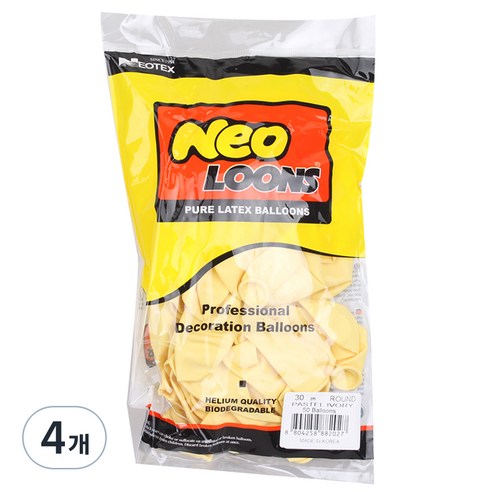 네오룬스 30cm 라운드풍선 50p, 파스텔 아이보리, 4개