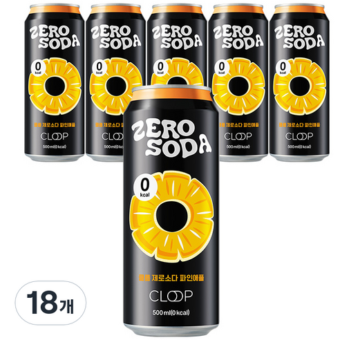 클룹 제로소다 탄산음료 파인애플, 18개, 500ml