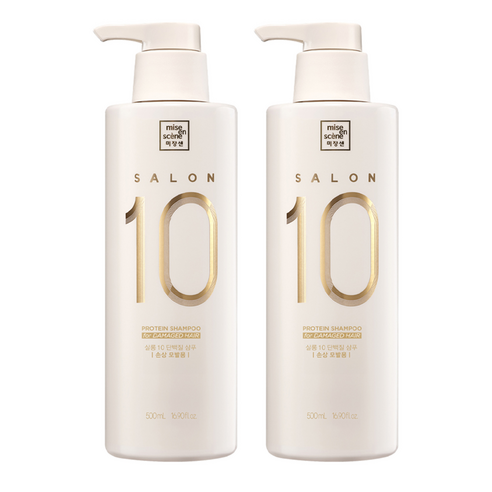 미쟝센 살롱 10 단백질 샴푸 손상 모발용, 500ml, 2개