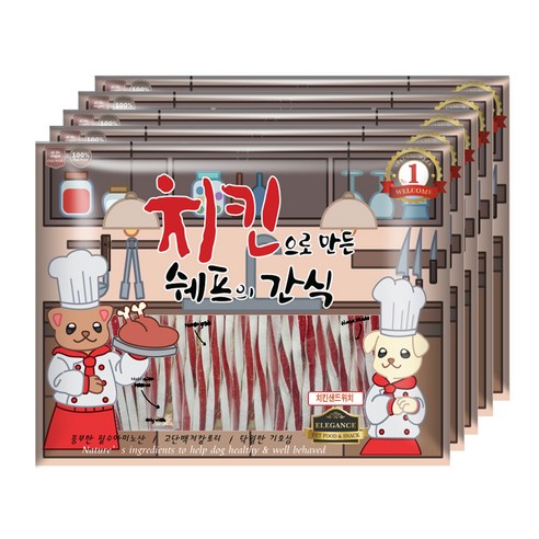 쉐프의간식 강아지 간식 300g, 치킨샌드위치, 5개