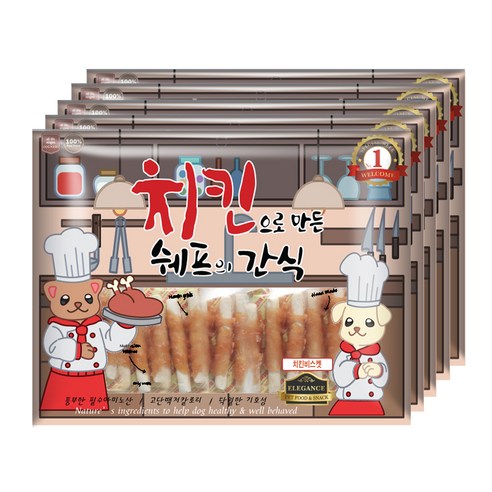 쉐프의간식 대용량 반려동물 건조간식 300g, 치킨비스켓, 5개