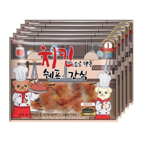쉐프의간식 강아지 간식 300g, 치킨 + 고구마 혼합맛, 5개