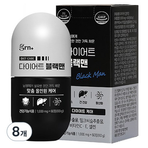 GRN 다이어트 블랙맨 60g, 60정, 8개