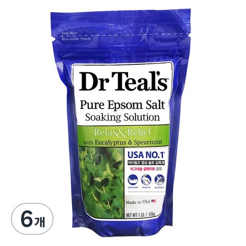 닥터틸즈 솔트 유칼립투스 앤 스피아민트 입욕제, 450g, 6개
