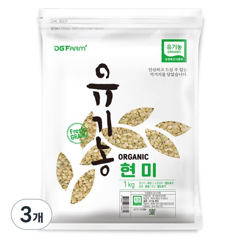 대구농산 유기농 현미, 1kg, 3개