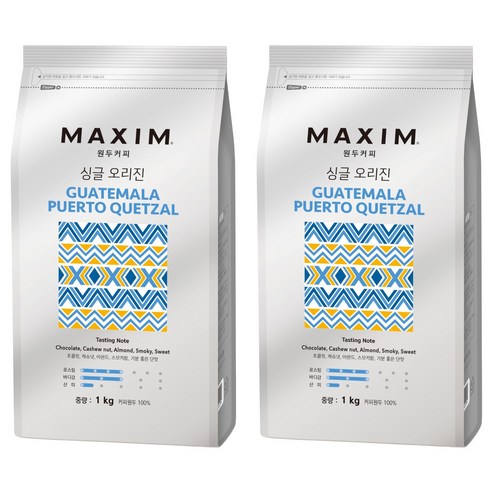 맥심 싱글 오리진 과테말라 푸에르토 케찰 커피원두, 1kg, 1개입, 2개