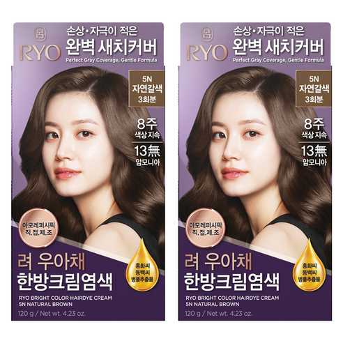 려 우아채 멋내기 새치크림, 5N자연갈색, 2개