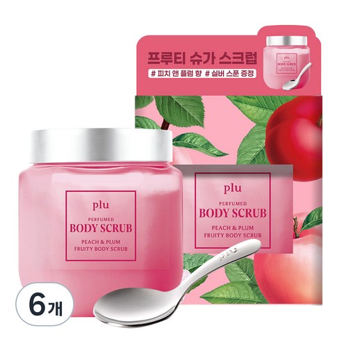 플루 프루티 퍼퓸드 슈가 바디스크럽 피치앤플럼 과일향, 500g, 6개