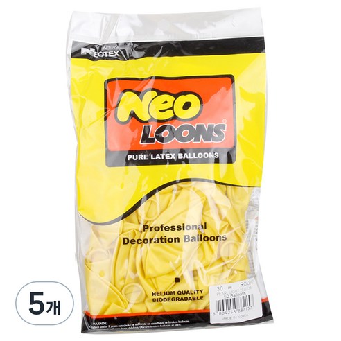 네오룬스 30 cm 라운드풍선 50개입, 펄 라이트옐로우, 5개