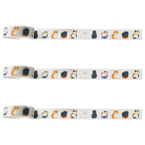 특별한상점 DIY 다이어리꾸미기 테이프스티커 15mm x 5m, 앉아있는 고양이, 3개