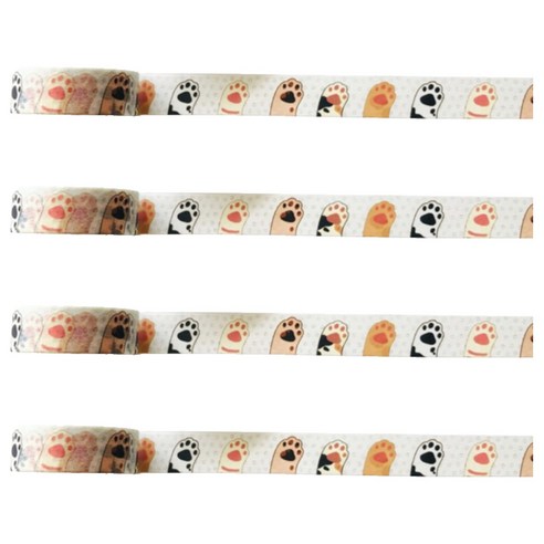 특별한상점 DIY 다이어리꾸미기 테이프스티커 15mm x 5m, 고양이 발, 4개