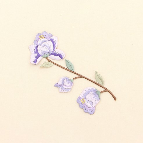 해피베어스 블루밍 꽃 자수장식 수선부자재, 옐로우, 1개
