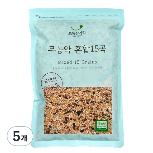 초록숟가락 무농약 혼합15곡, 1kg, 5개