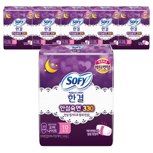 쏘피 한결 오버나이트 날개형, 6개, 10개입, 패드형